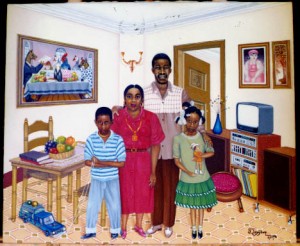 Saint-Louis Blaise et sa famille dans leur salon de Fritz Lamour (1996) Collection de Michel Monnin, photo de Bill Bollendorf.