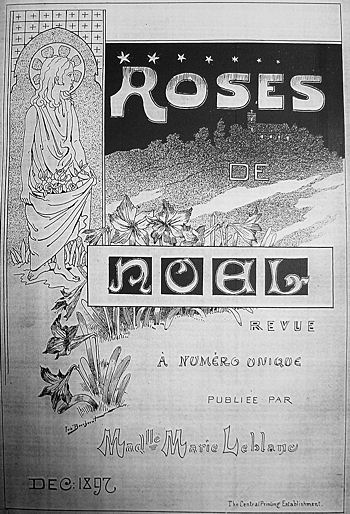 Couverture de Roses de Noël, décembre 1897 « Revue à numéro unique publiée par Mademoiselle Marie Leblanc »