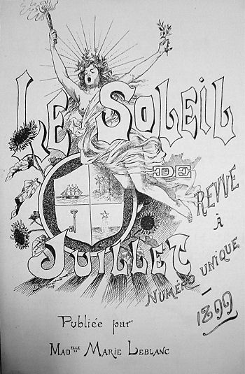couverture, Le Soleil de Juillet, numéro unique 1899 Publiée par Mademoiselle Marie Leblanc