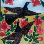 Oiseaux noirs et fleurs rouges de Pierre Joseph-Valcin (1984). Collection de Michel Monnin, photo de Bill Bollendorf.